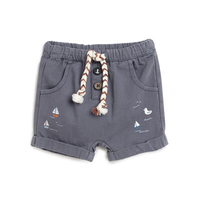Boys Dark Light Blue Printed Shorts